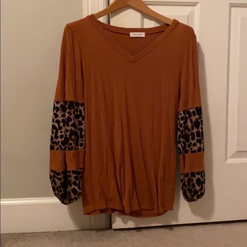 autumn orange shirt with cheetah print